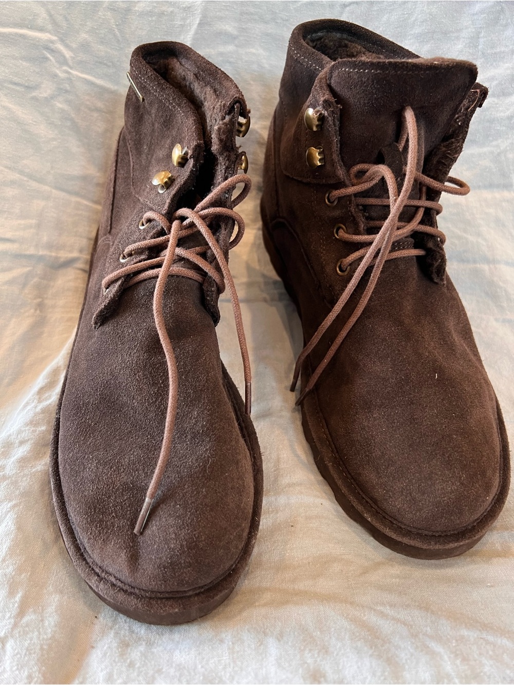 BearPaw Men's Dark Brown Suede Lace-Up Ankle Boots